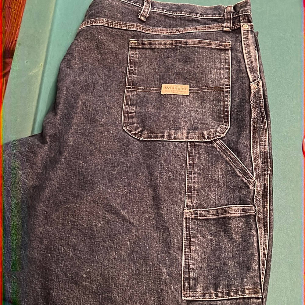 Mens Authentic Wranglers-Carpenter Blue Jeans. Size 44 x 32